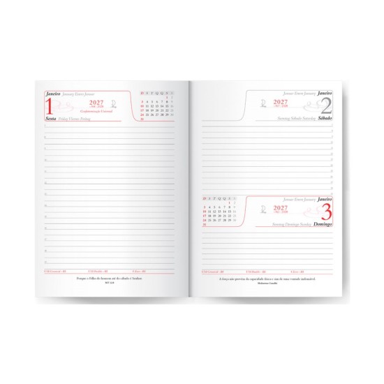 Agenda Diária 2027 Metalizada S 14,5x20cm Personalizada