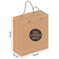 Sacola de Papel Kraft Personalizada de 42x32x14cm - Código 556