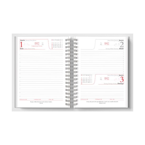 Agenda Diária 2027 Wire-o Capa Prime Personalizada