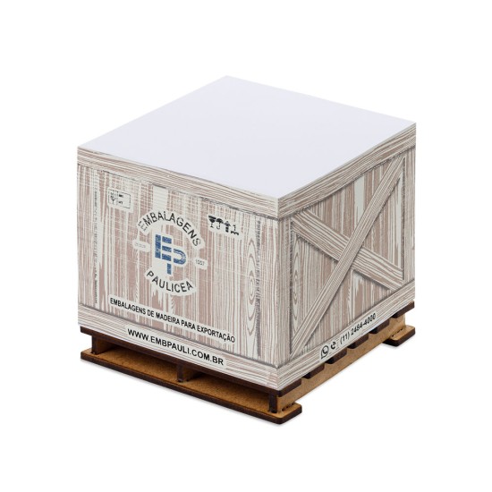 Bloco de Anotação com Pallet Logística 9x9x7,5cm Personalizado