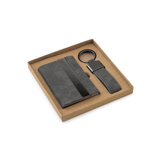 Conjunto Porta-Cartões e Chaveiro Reciclado Vaughn Personalizado 95100