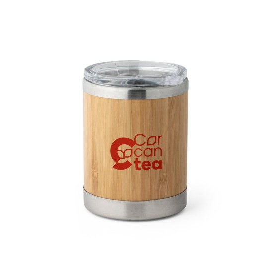 Copo de Viagem Aço inox e Bambu Lycka Personalizado 94761 