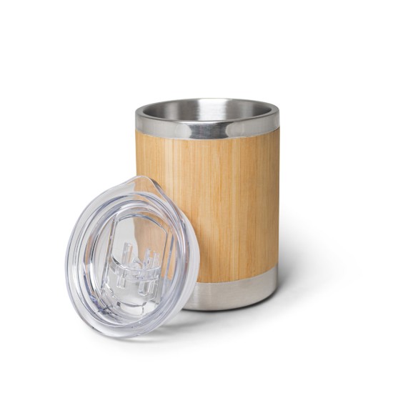 Copo de Viagem Aço inox e Bambu Lycka Personalizado 94761 