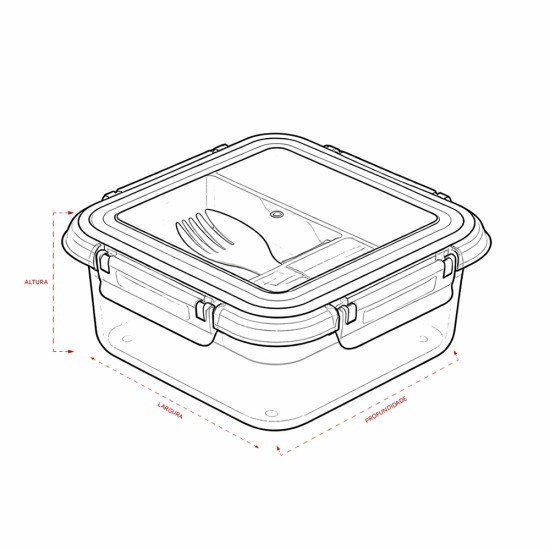 Marmita Hermética Plástico 7,9x16,7x12cm de 1L Personalizada 19165