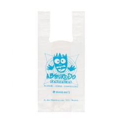 Sacola Plástica Alça Camiseta Personalizada 23x49cm x 0,10
