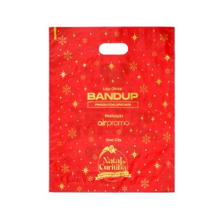 Sacola Plástica Alça Vazada 45x35cm Personalizada Natal
