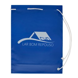 Sacola Plástica Tipo Mochila Azul Personalizada 30x40cm x 0,15