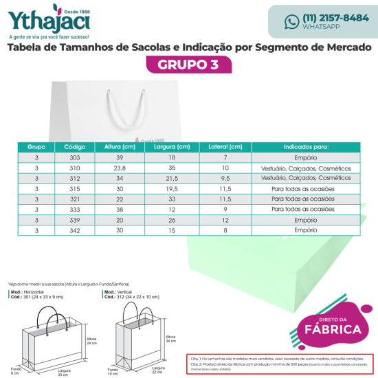 528 - Sacola de Papel Offset Personalizada de 34x48x15cm