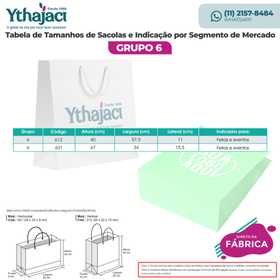 528 - Sacola de Papel Offset Personalizada de 34x48x15cm