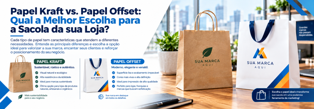 Papel Kraft vs. Papel Offset: Qual a Melhor Escolha para a Sacola da sua Loja?